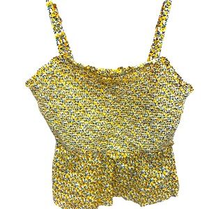 Old Navy Yellow Floral Smocked Top